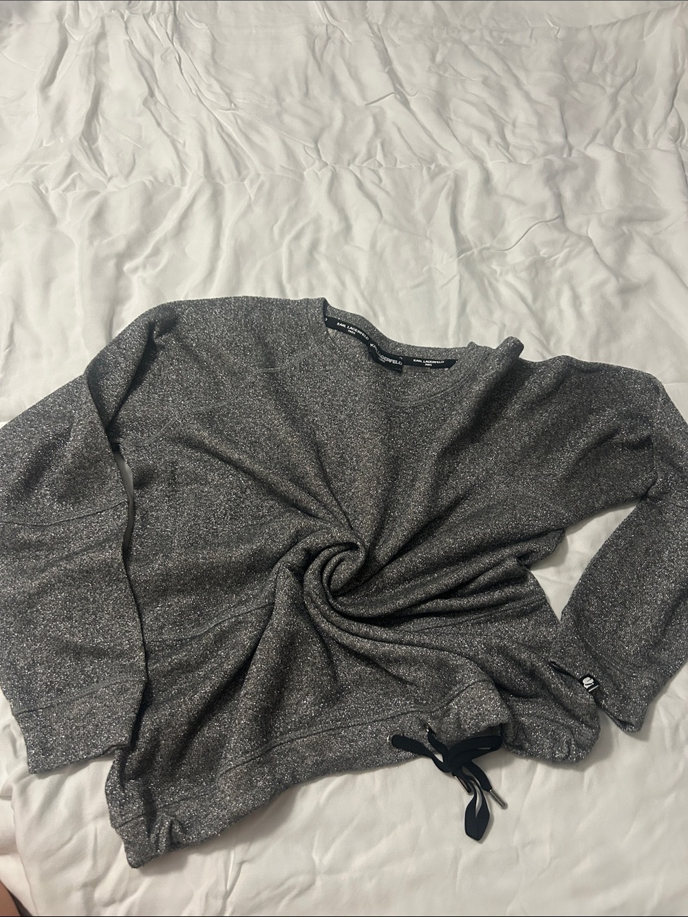 Cozy Metallic Knit Sweatshirt - Gray